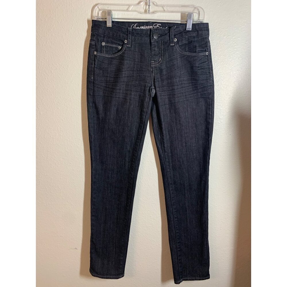 American Eagle Black Denim Jeans Women's Size 2 Short Y2K I5